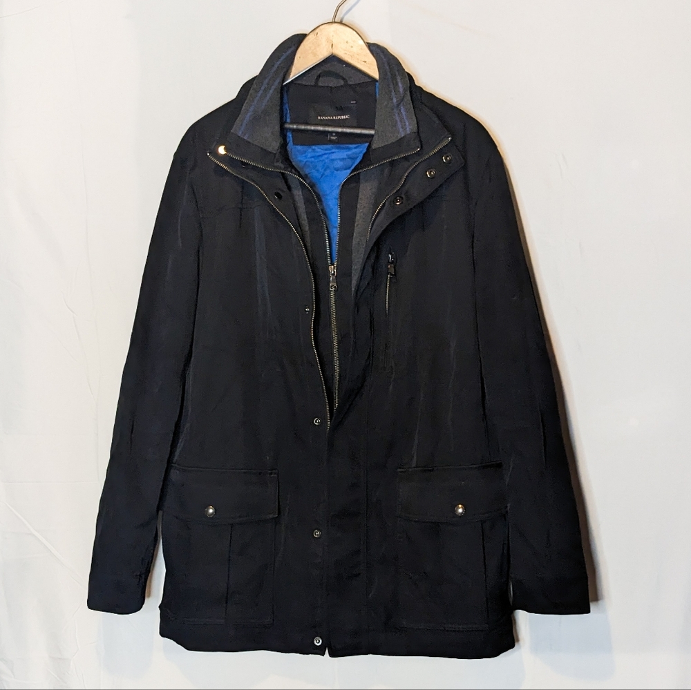Banana Republic black double zip jacket raincoat